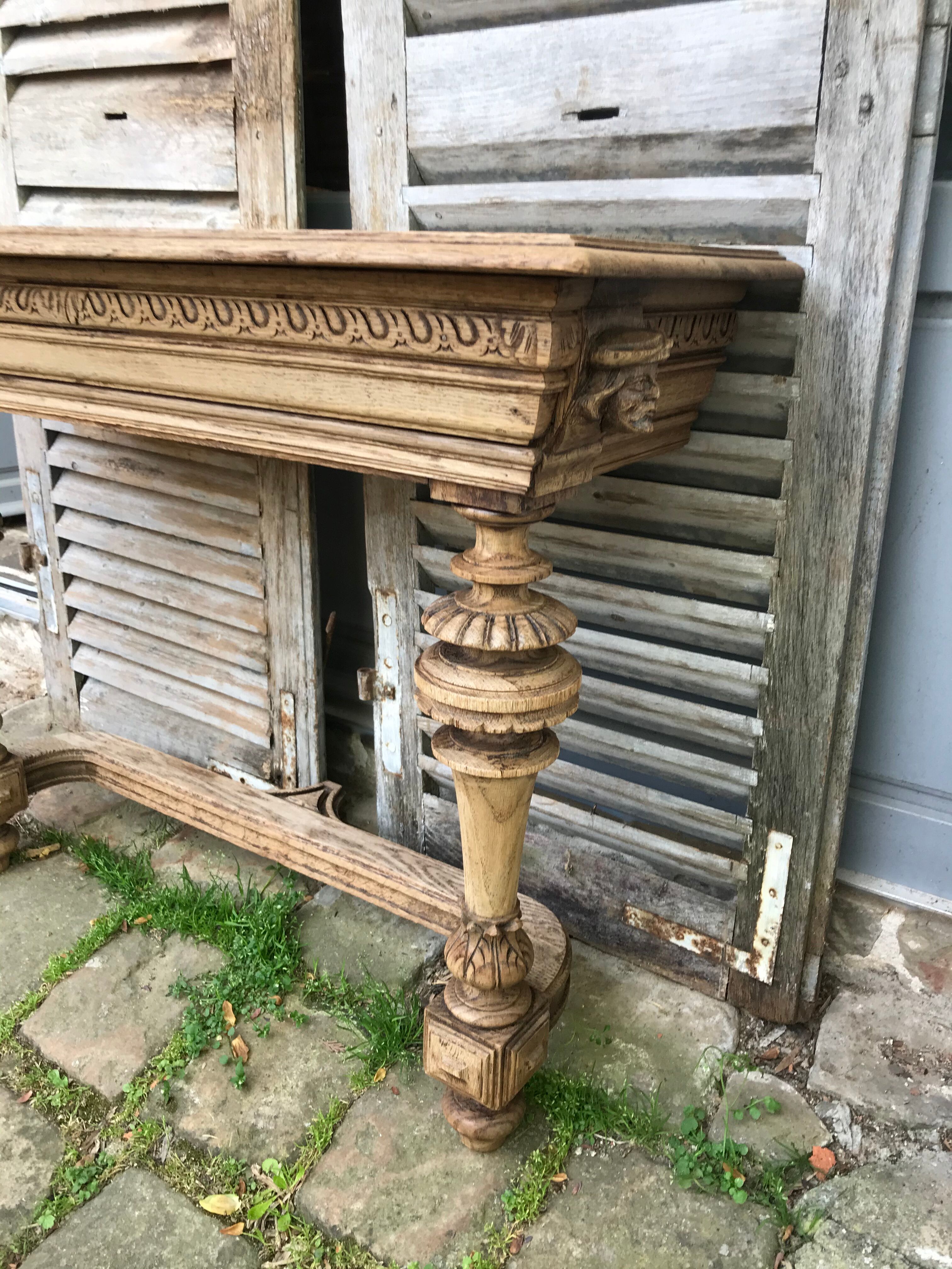 Lightened rustic oak console