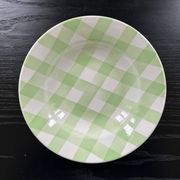 Assiette à carreaux vert pâle