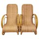 Paire de chaises longues XXL Mid Century Modern en bambou et rotin