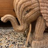 Vintage wicker elephant side table