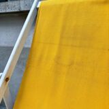 Transat de plage en bois blanc et coton jaune
