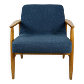 Fauteuil en tissu bleu GFM63 par J. Kedziorek, années 1970