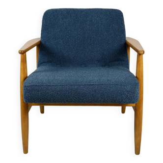 GFM63 blue fabric armchair by J. Kedziorek, 1970s