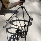 Brutalist Wrought Iron Chain Chandelier