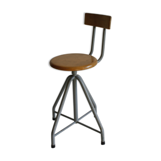 Industrial atelier drawing chair, tubular iron, 1970s