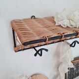 Metal and rattan coat rack