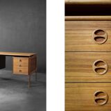 Vintage Mid-Century Danish Modern Brown Teak Desk by Arne Vodder