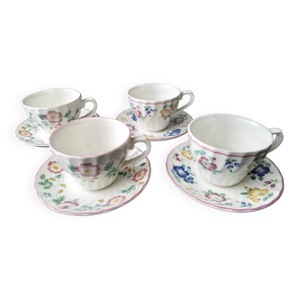 4 Churchill English porcelain cups, 2 pink Briard and 2 Rosetta