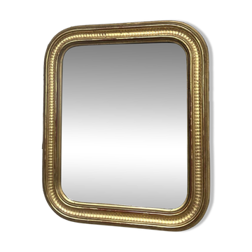 Miroir Louis-Philippe doré à la feuille d’or 37,5/31,5cm glace mercure
