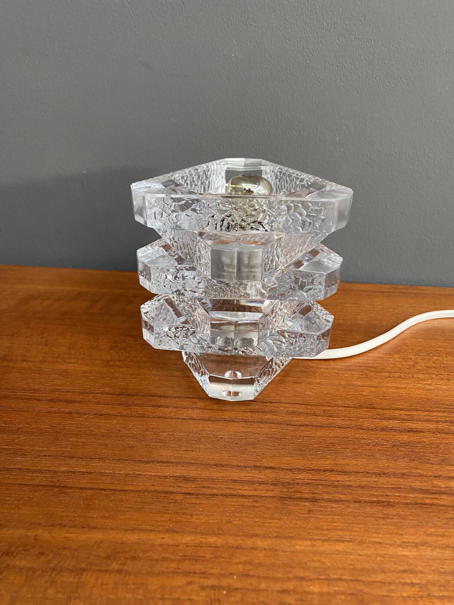 Glass table lamp by Peill & Putzler 1960s Ice cube series