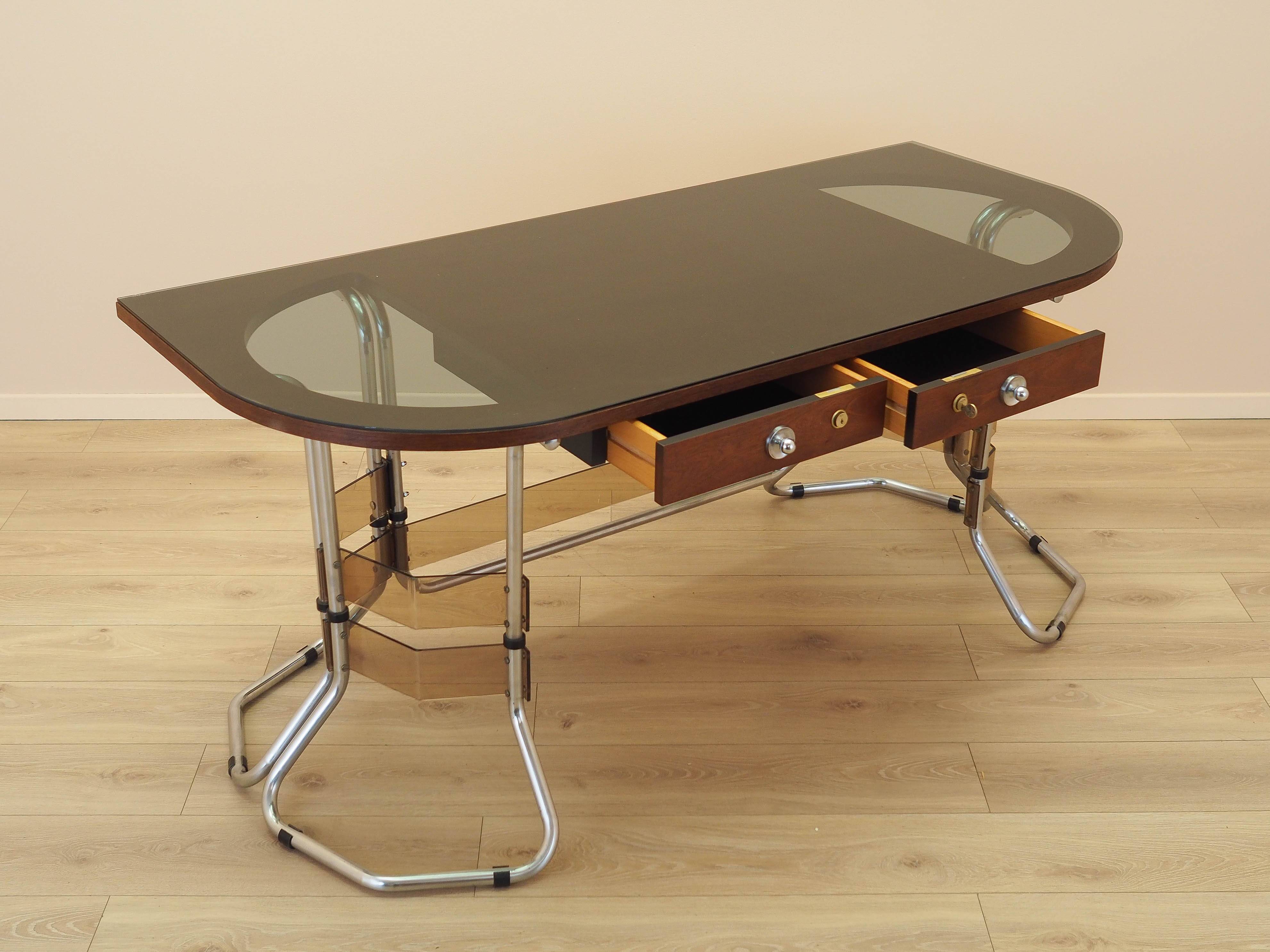 Mahogany desk, Italian design, 1980s, made in Italy