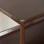 Classic serving trolley from the 1960s, solid Macoré frame with two Macoré veneer shelves and brass castors
