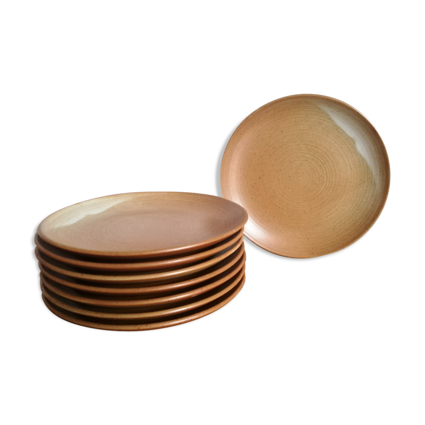 Set 8 plates for dessert sandstone Village NCF France