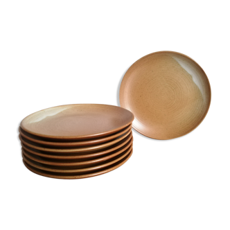Set 8 plates for dessert sandstone Village NCF France