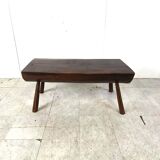 Table basse brutaliste en bois massif, années 1960