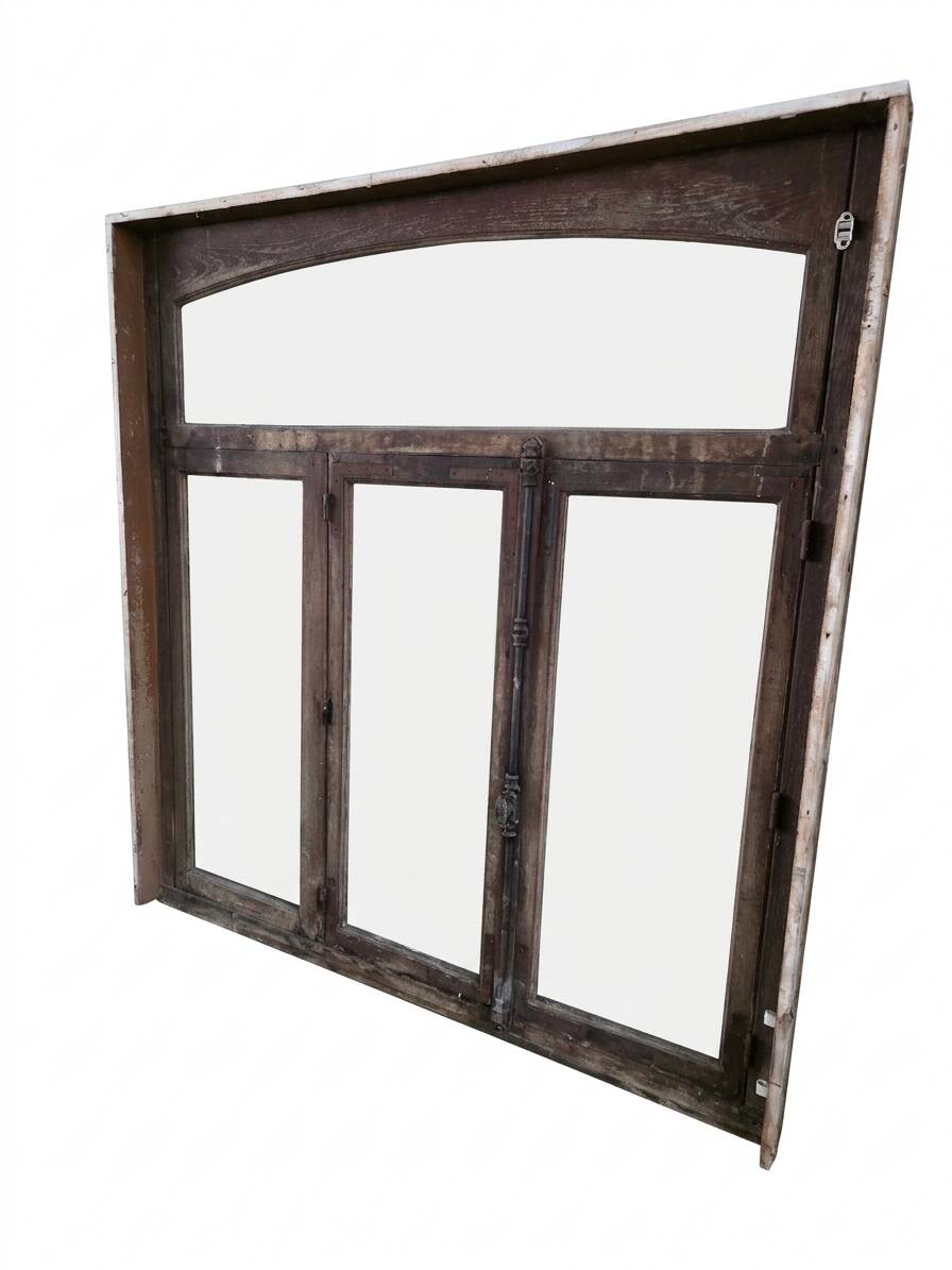 Old solid oak window from the early 20th century.