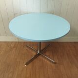 Vintage round table chrome and formica blue