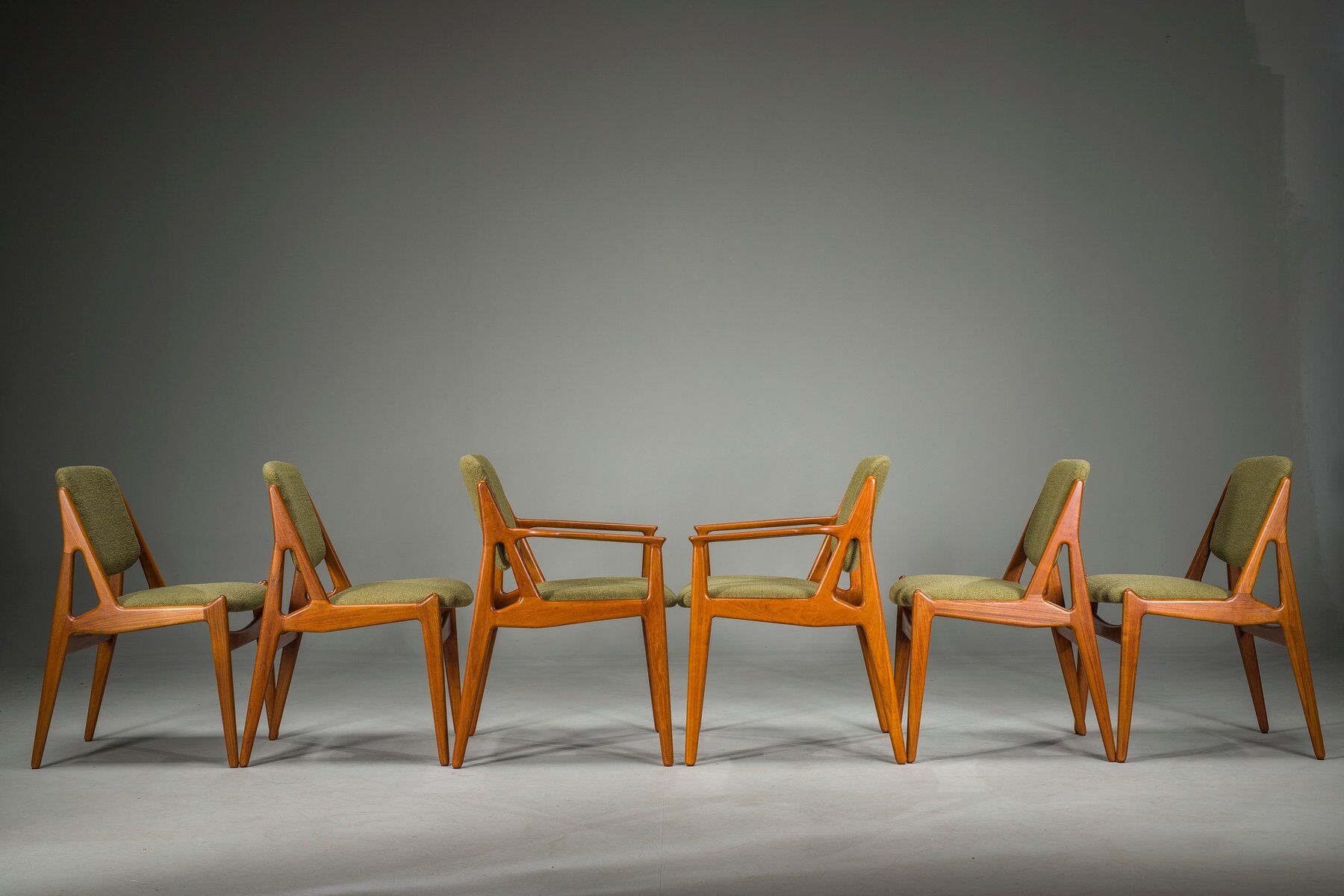 Danish Ella chairs in teak attributed to Arne Vodder for Vamo Sønderborg, 1960s, set of 6