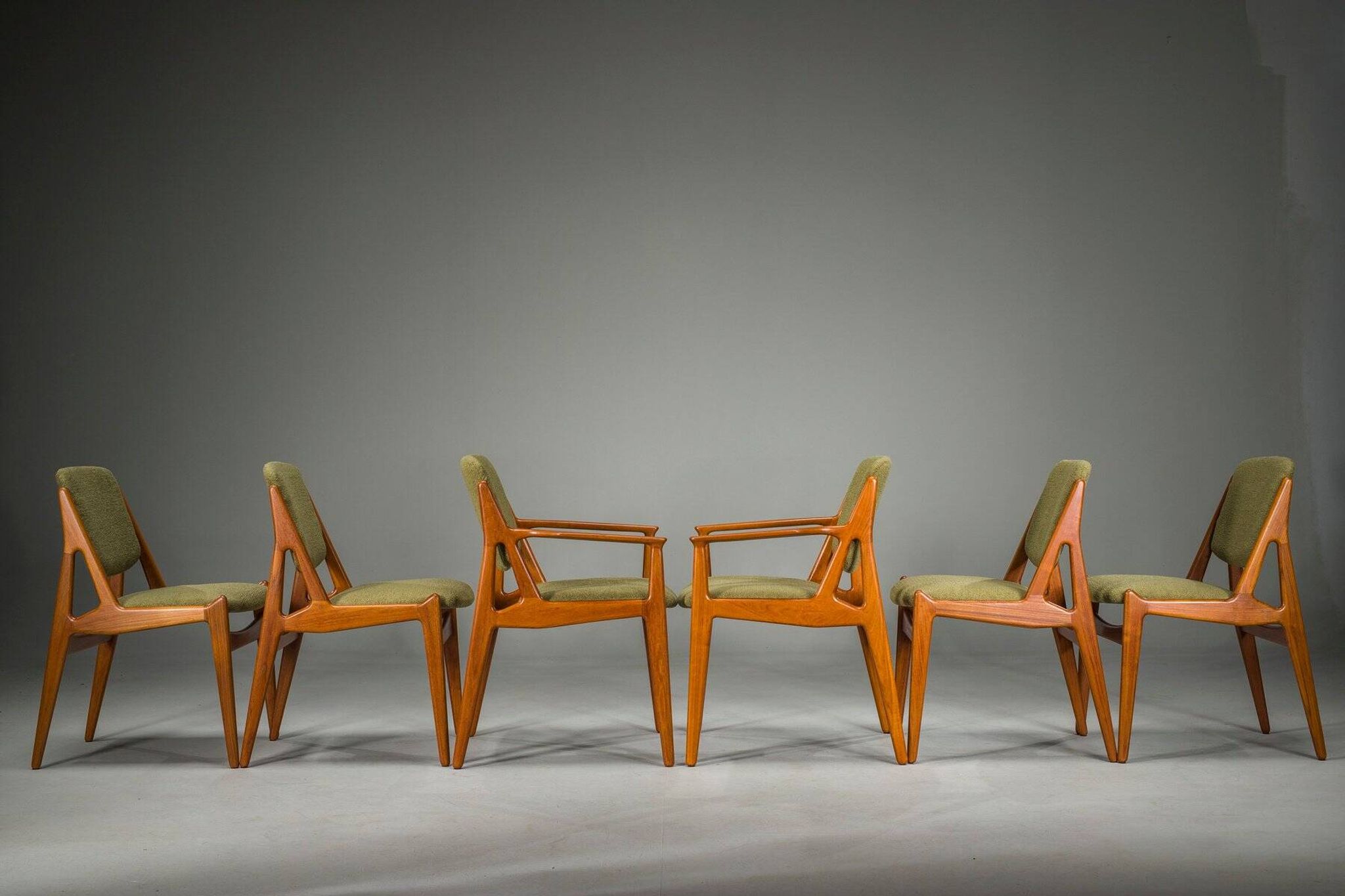 Danish Ella chairs in teak attributed to Arne Vodder for Vamo Sønderborg, 1960s, set of 6