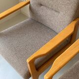 Vintage wooden seating area / sofa and 2 armchairs