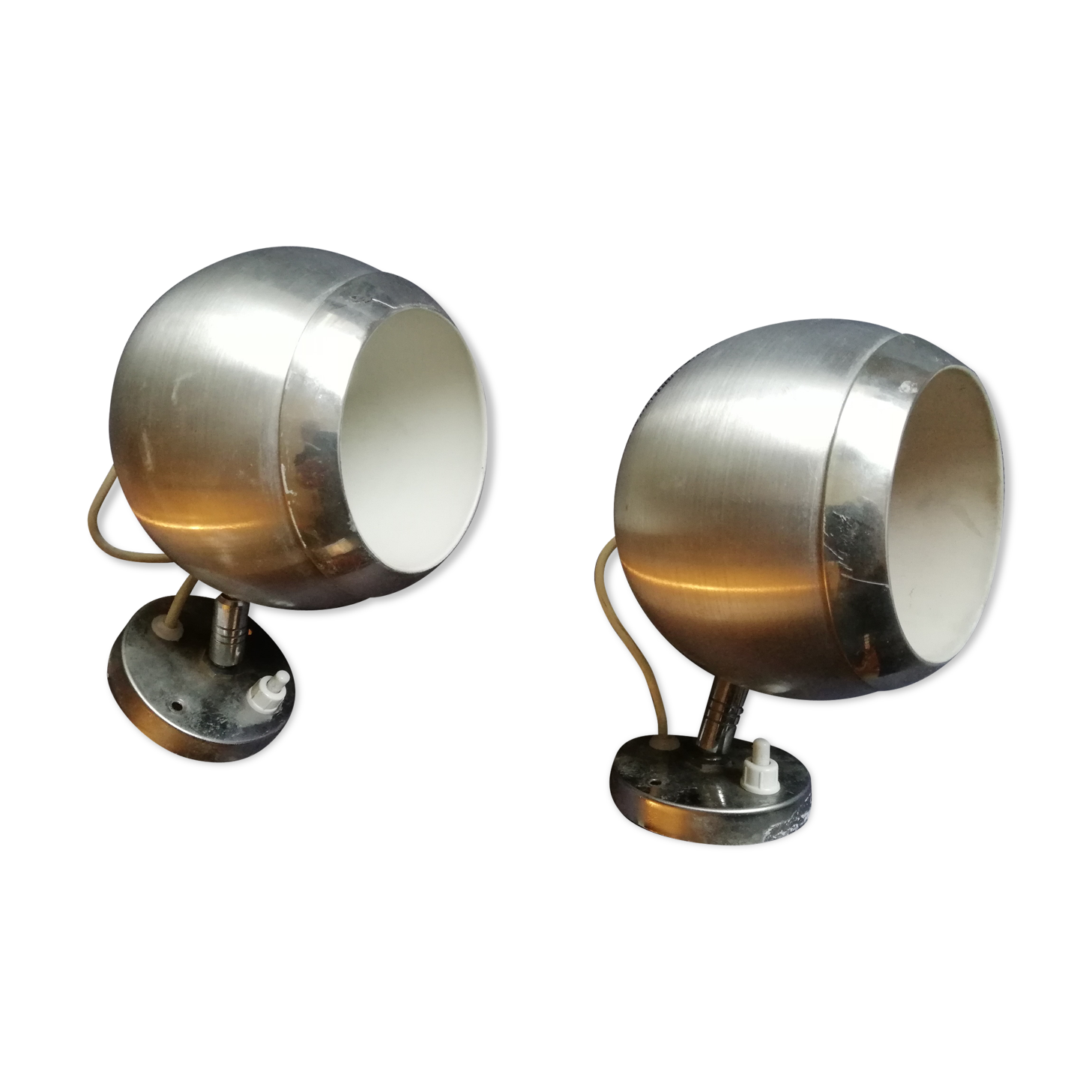 2 appliques lamps spot balls eye ball aluminum Aluminor