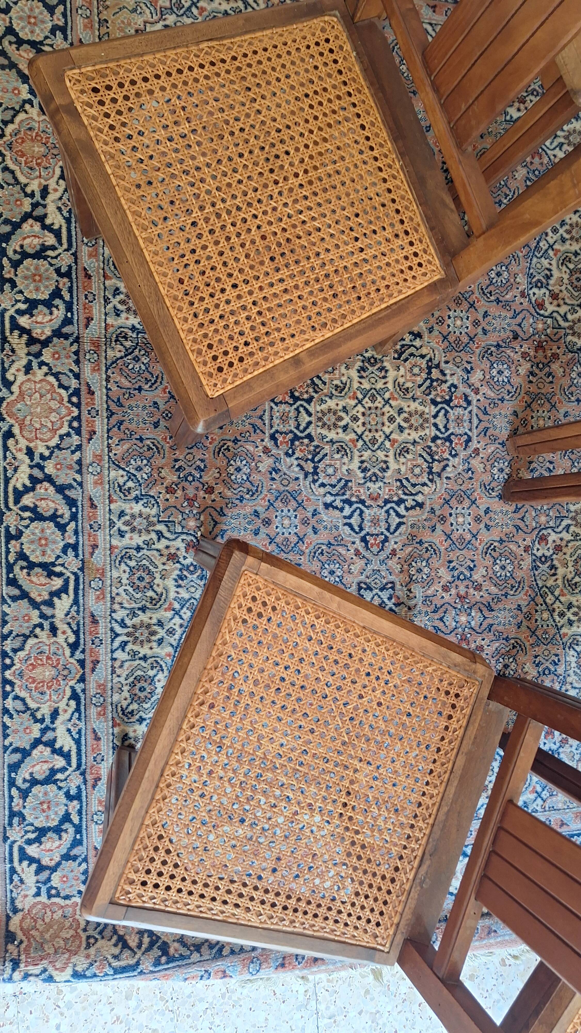 Set of 6 beautiful caned chairs in solid walnut Art Deco style.