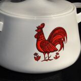 Earthenware soup tureen with rooster design