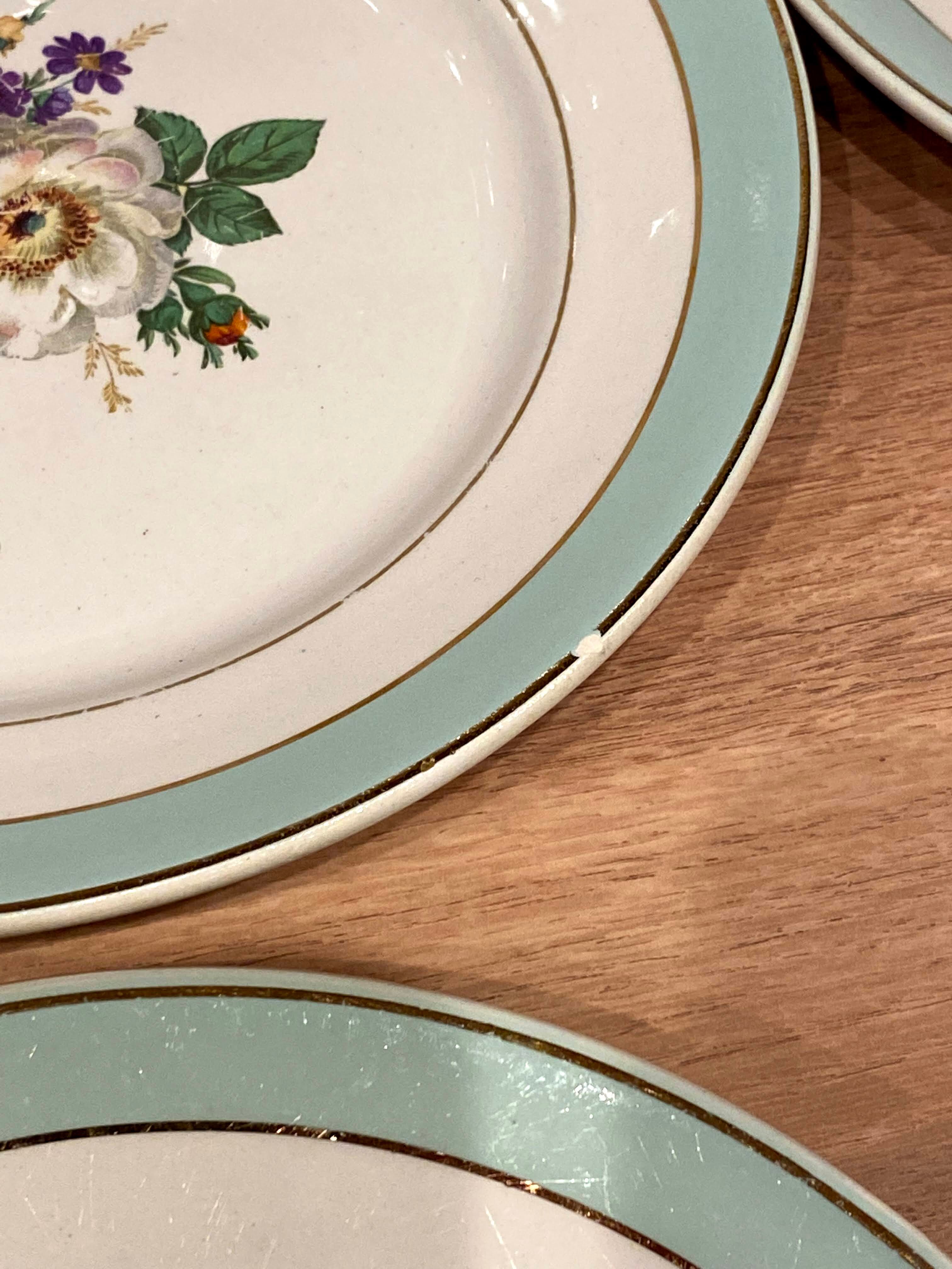 6 flat plates in half-porcelain Badonviller