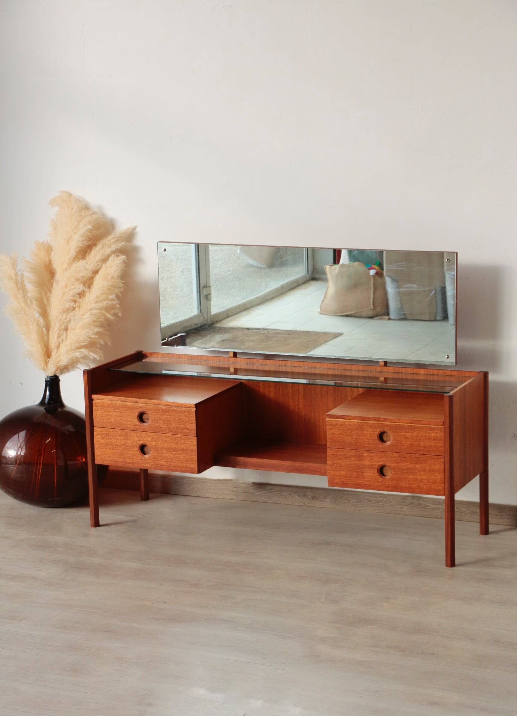 Wrighton Teak Dressing Table - Vintage 1960s - Hexagonal Base