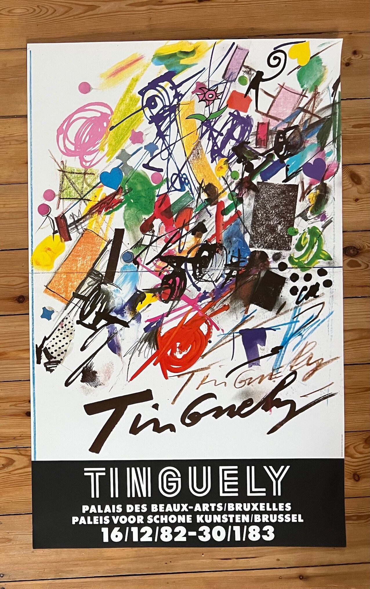 Jean TINGUELY 51925-1991) Large Original Poster Palais des Beaux-Arts, Brussels, 1982