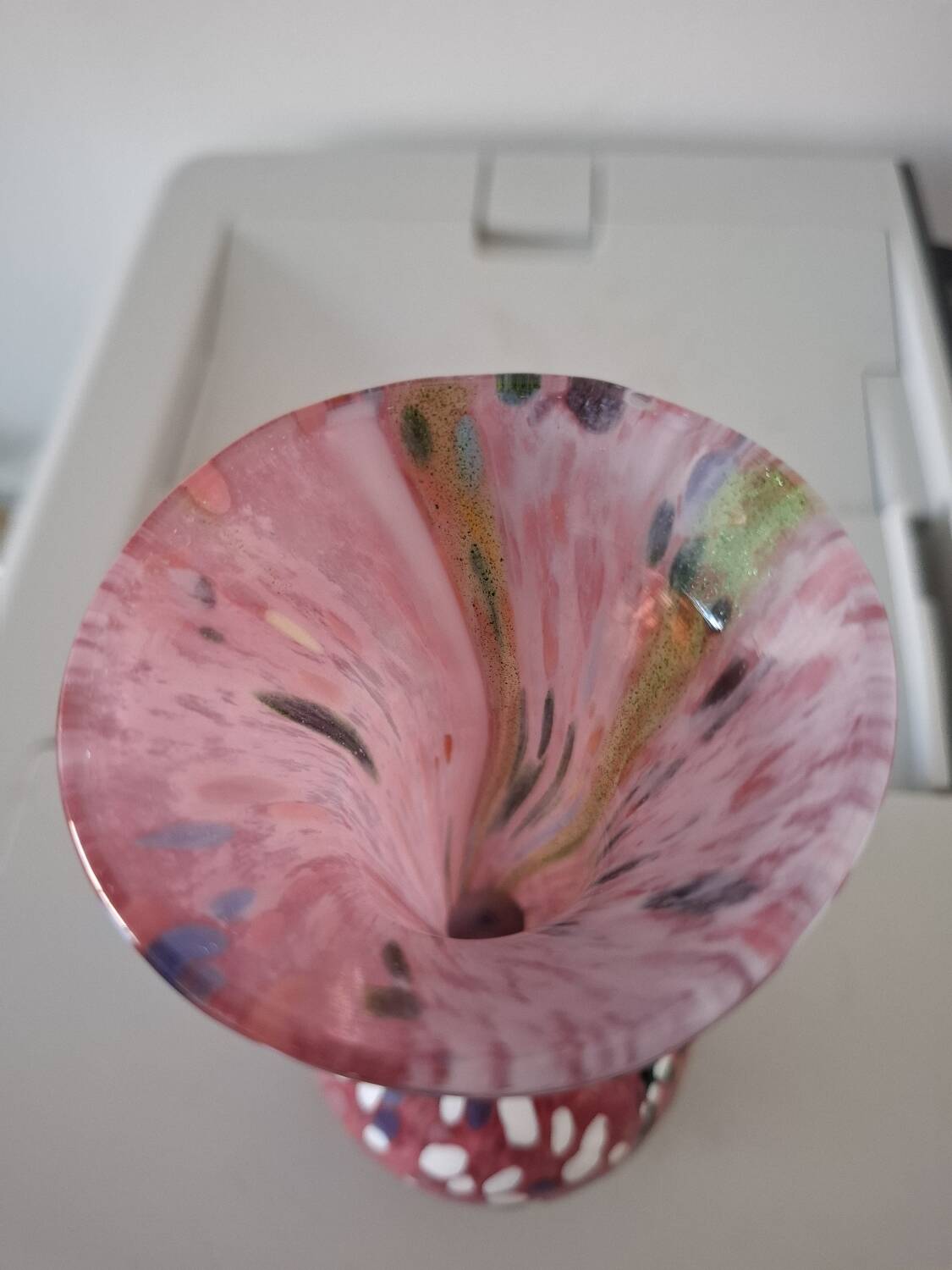 Speckled blown vase by Briot