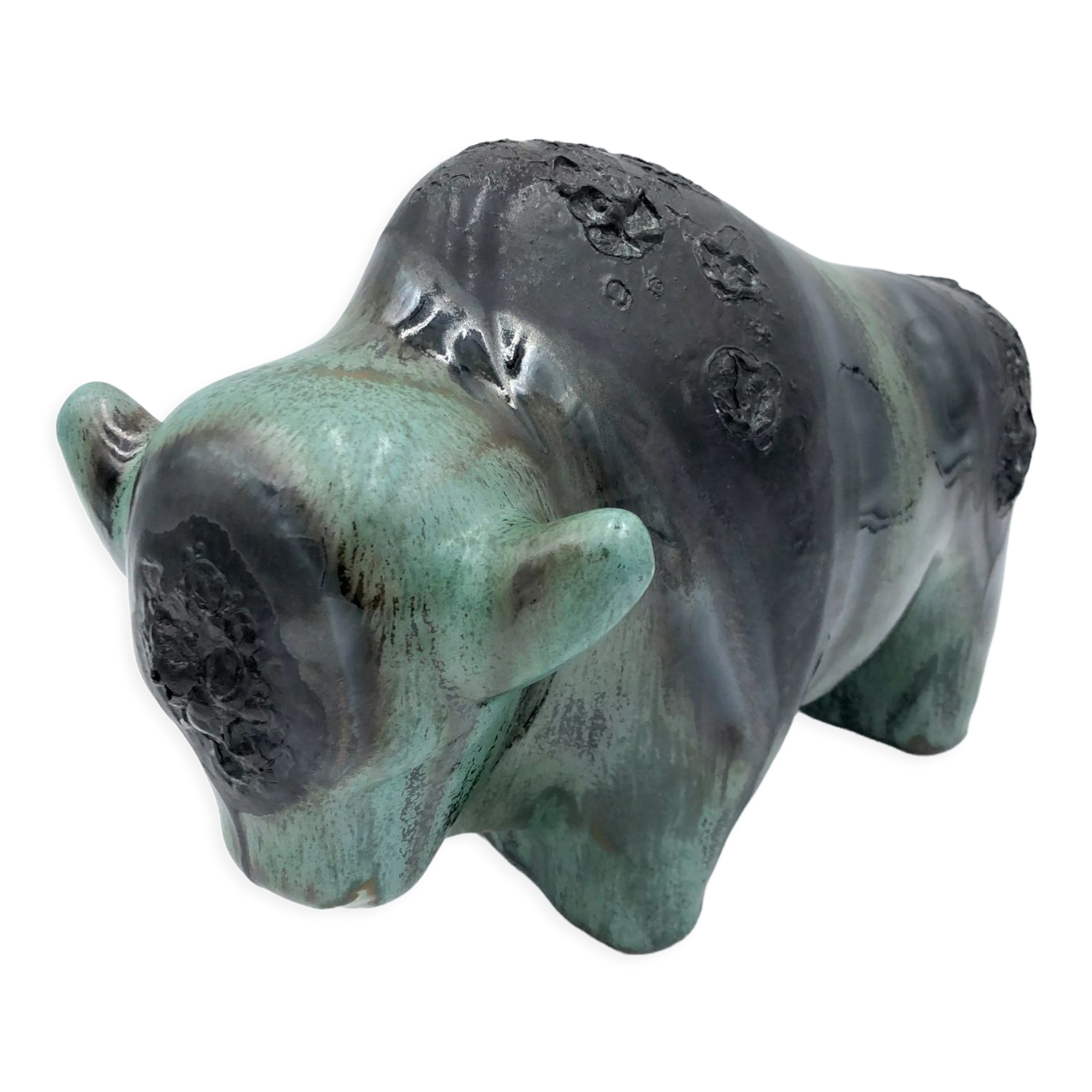 Ceramic bison by Kurt Tschorner