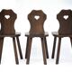 Set of 3 vintage brutalist mountain chairs, wooden chair, chalet