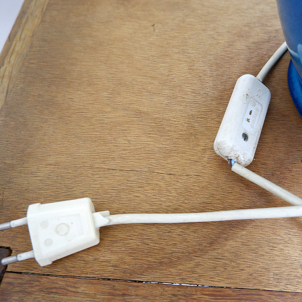 Turquoise ceramic table lamp - 1960s