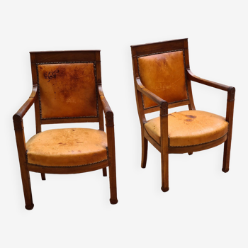 Pair of mahogany armchairs consulat period (1800-1804)