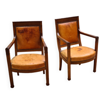 Paire de fauteuils acajou epoque consulat (1800-1804)