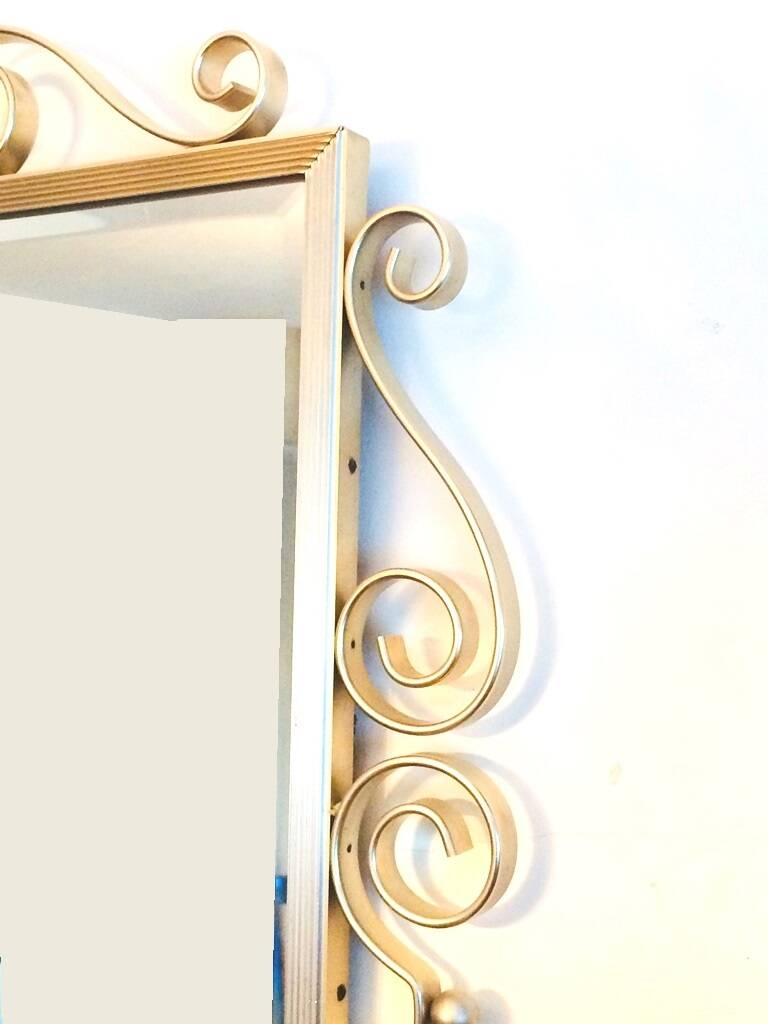 50s gilded brass mirror. Vintage. Hollywood Regency