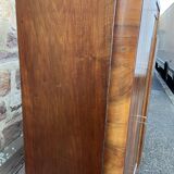Mid-century art-deco library display case vintage 1950 burl walnut