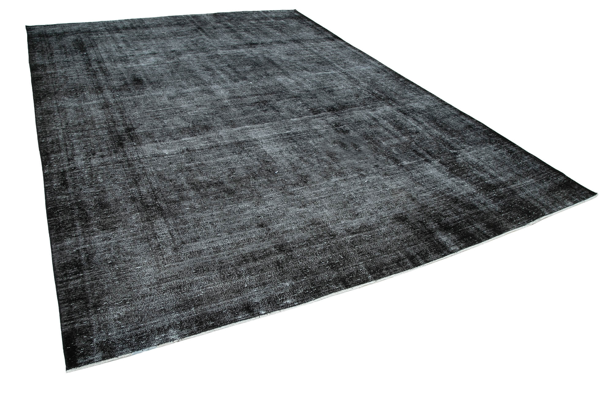 Handwoven oriental overdyed 270 cm x 384 cm black wool carpet
