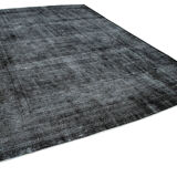 Handwoven oriental overdyed 270 cm x 384 cm black wool carpet