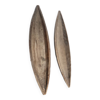 Pair of ethnic wooden dishes