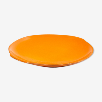 Dish round and orange ceramic