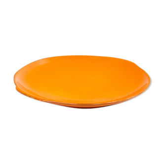 Dish round and orange ceramic