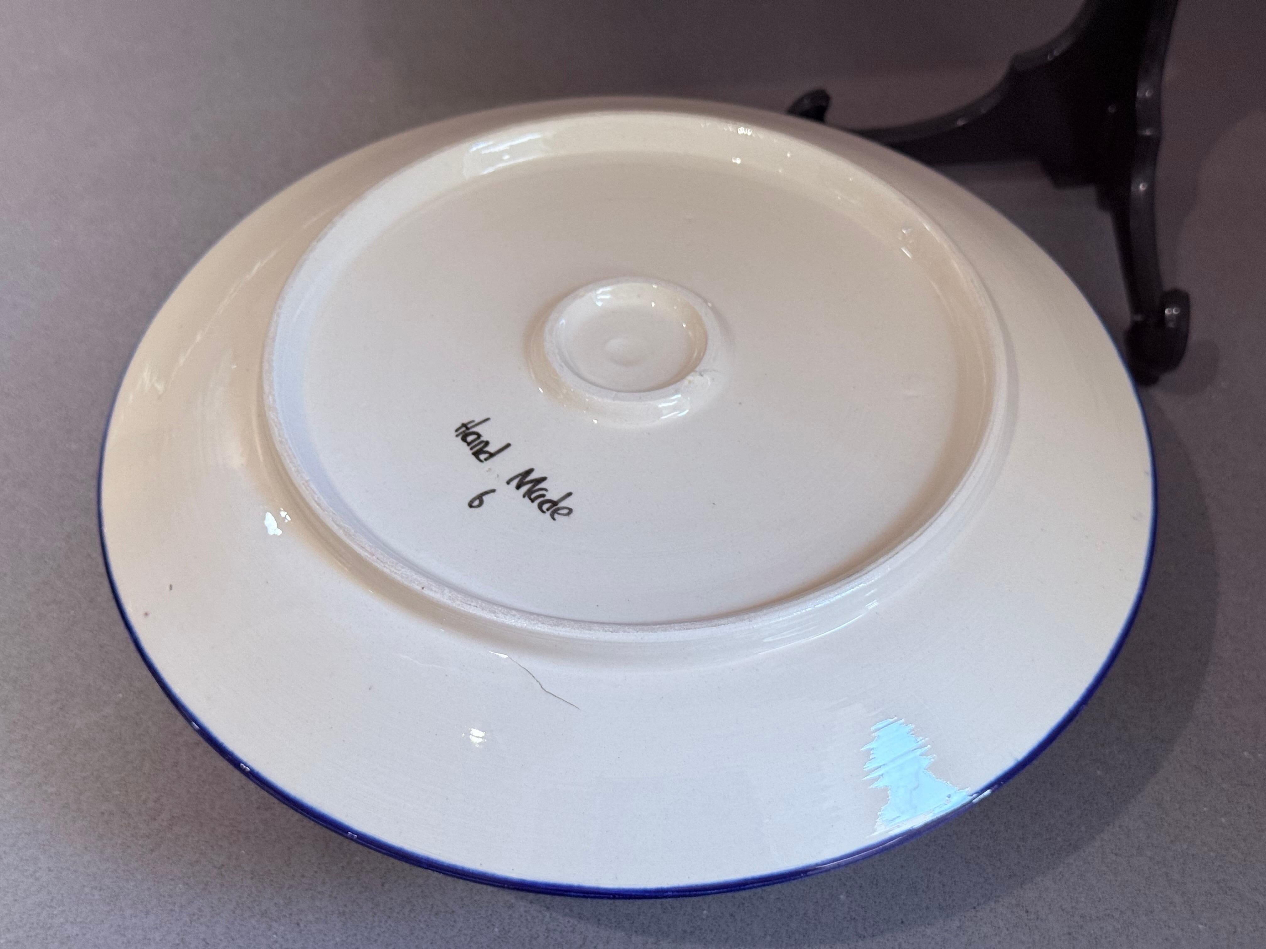 Handcrafted Turkish Ceramic Bowl and Plate Set, Blue Floral Iznik Plate