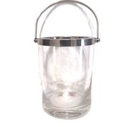 Glass and silver metal ice bucket