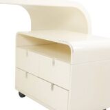 Desk and its cardboard box in white lacquered plywood. 1970s.