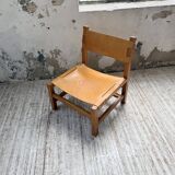 Elm and leather armchair Maison Regain