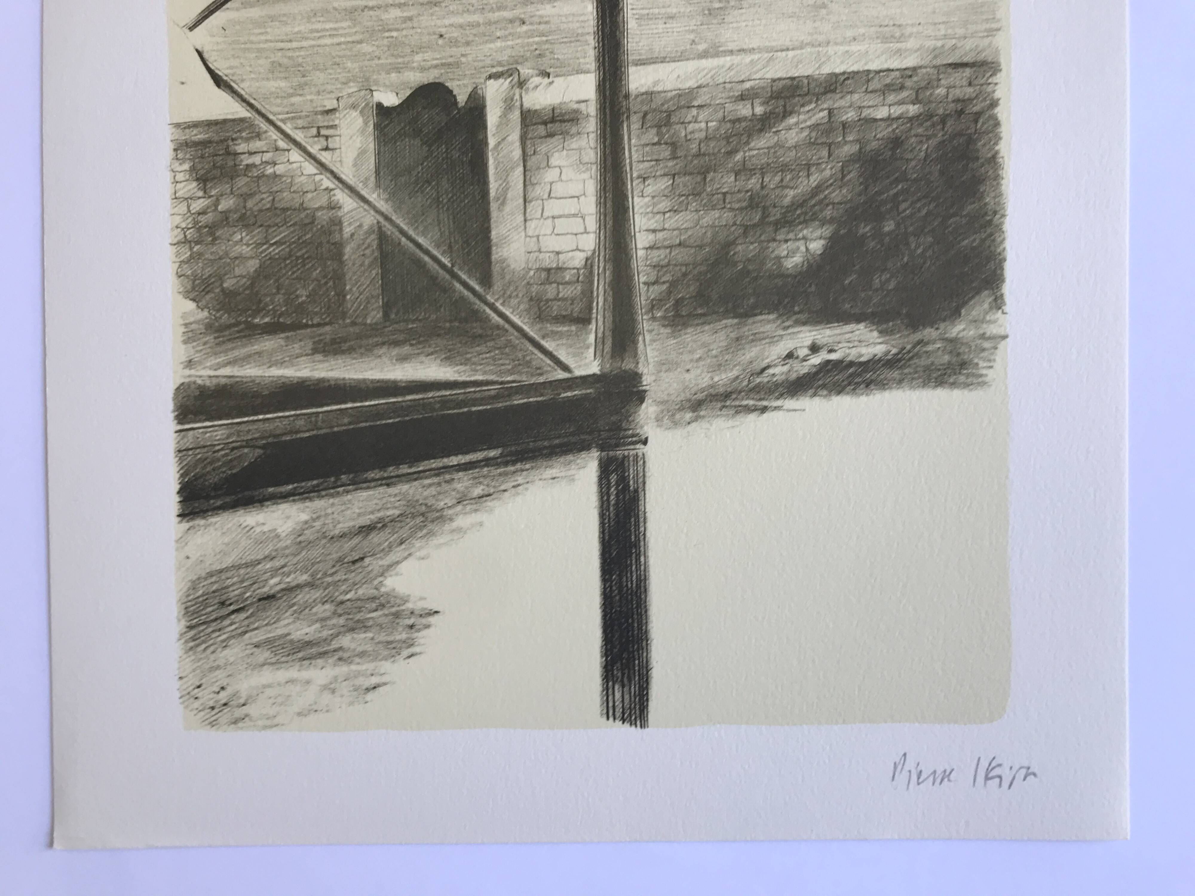 Pierre skira, docks, 1978. original lithograph signed in pencil.