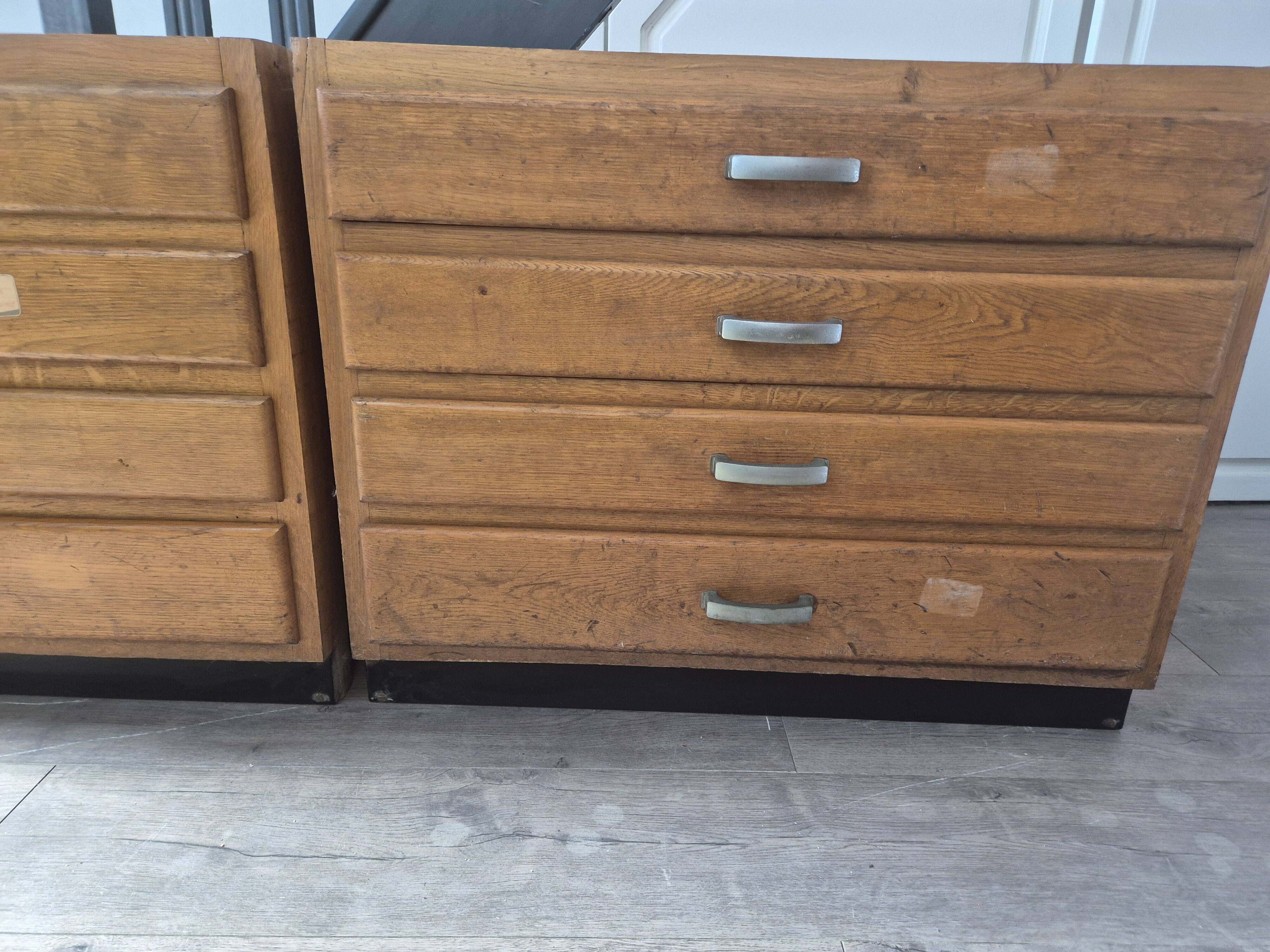 lot de 2 meubles de métier a tiroir vintage provenant d'une ecole