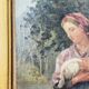 Oil painting on panel of a shepherdess with lambs after J.B. Hofner X